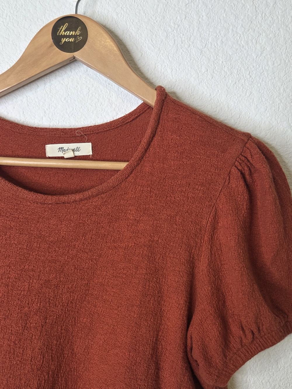 Madewell Rust Textured Short Sleeve Puff Tee Womens Size Medium